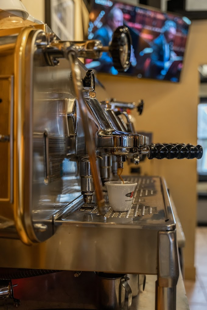 Warm interior of CaffeLatte coffee shop